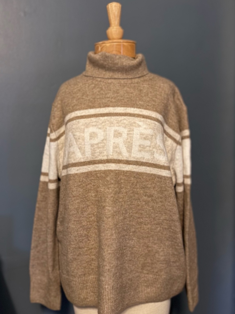 HALOGEN “Apres” Brown and Cream Turtleneck Logo Sweater - Nordstrom - NWT!